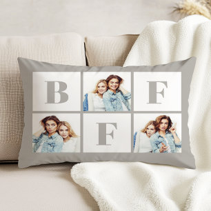 BFF 3 Foto-Collage beste Freundinnen Grau Dekokissen