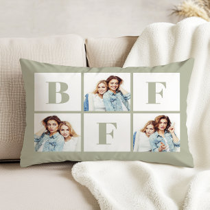 BFF 3 Foto-Collage beste Freundinnen Sagegrün Dekokissen