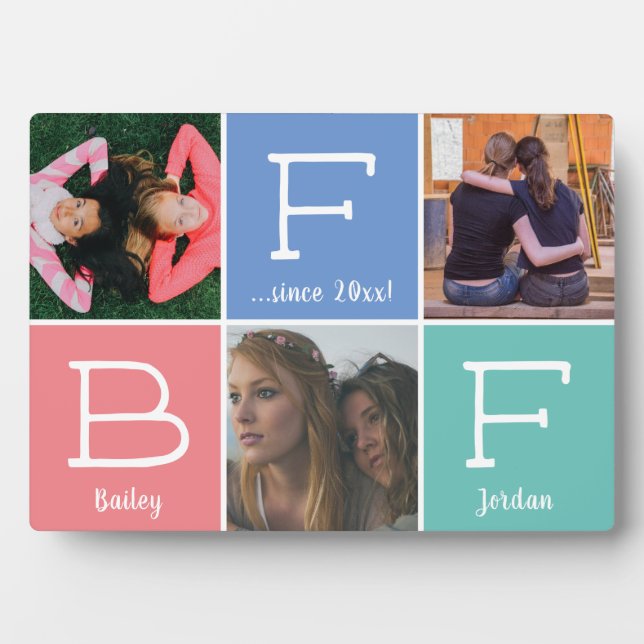 BFF Best Friends Besties 3-Foto Leime Pastels Fotoplatte (Vorderseite)