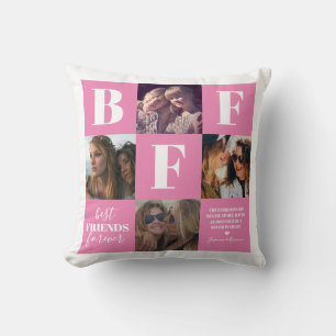 BFF-Beste-Freundinnen-Foto-Collage Rosa Kissen