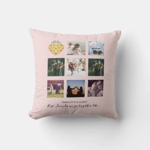 BFF Foto-Collage Geschenke Dusty Pink PIZZA Freund Kissen