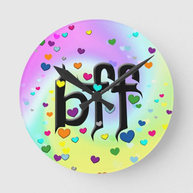 bff ~ hearts runde wanduhr (Vorderseite)