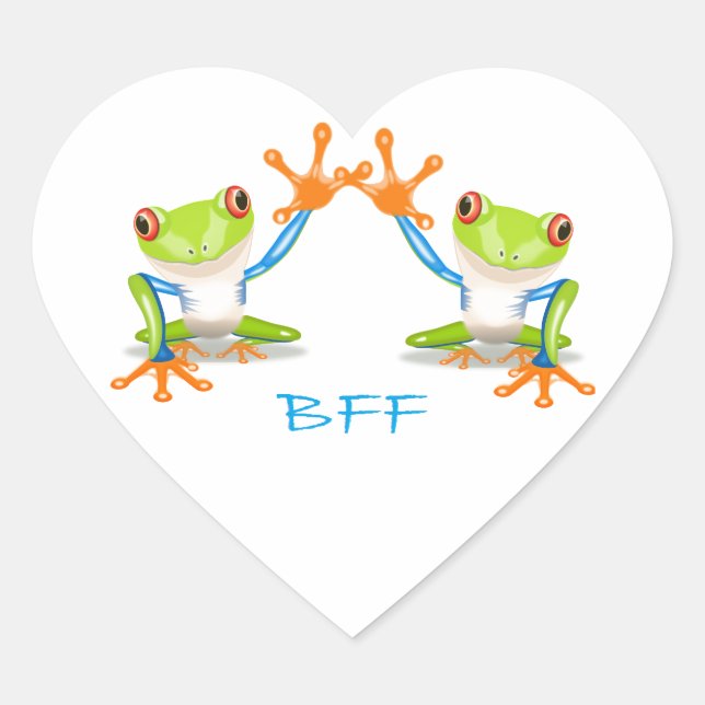 BFF Meilleur Amis Forever Frogs Sticker Coeur (Devant)