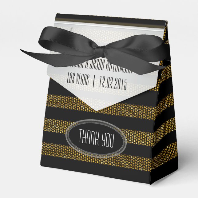 BG01 Glitzer - Gastgeschenk für Gold und schwarze  Geschenkschachtel (Vorderseite)