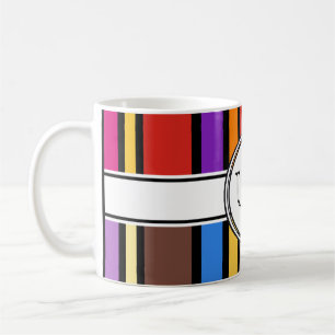BG Streifen Muster gefärbt + Ihr Text & Rücken. Kaffeetasse