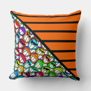 BG Streifen Muster wride orange + coole Smilies Kissen