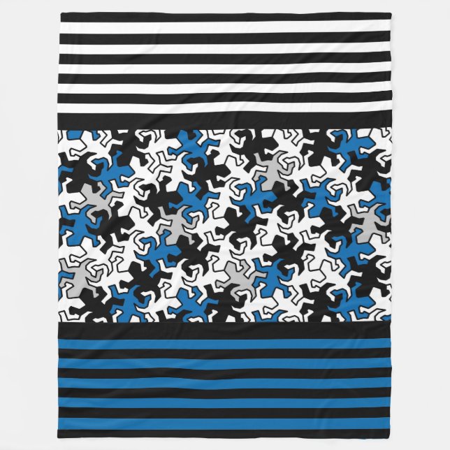 BG Stripes Muster schwarz + Geckos mosaik Fleecedecke (Vorderseite)