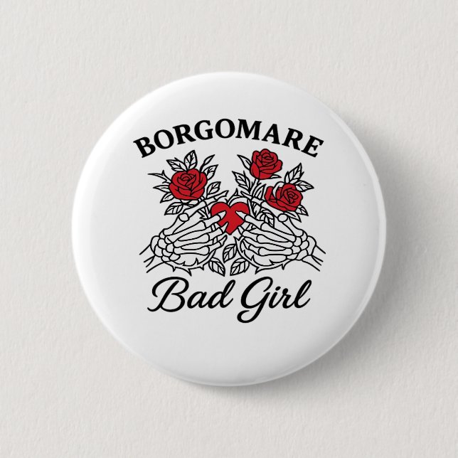 Bgm Bad Girl II Classic - Skeleton Herzhandschuhe Button (Vorderseite)