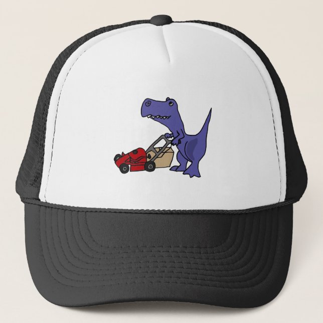 BH, T-rex Dinosaurier, der Rasenmäher drückt Truckerkappe (Vorderseite)