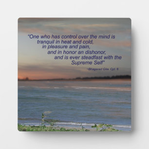 Bhagavad Gita Quote Plaque, "Wer Kontrolle hat.. Fotoplatte