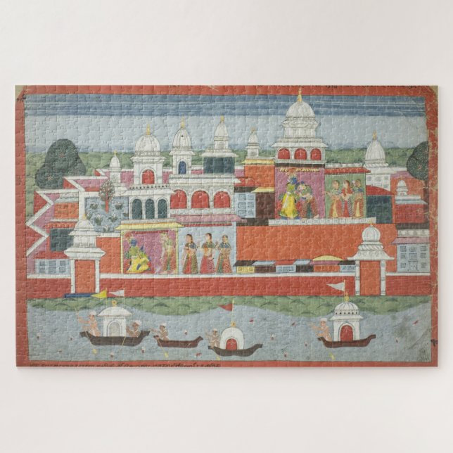 Bhagavata Purana Manuskript Page Rukimi Krishna (Horizontal)