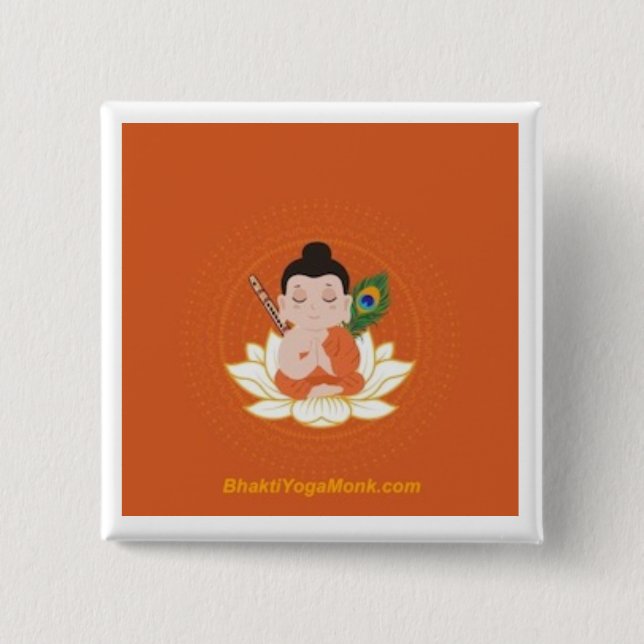 BhaktiYogaMonk Quadratischer Button (Vorderseite)