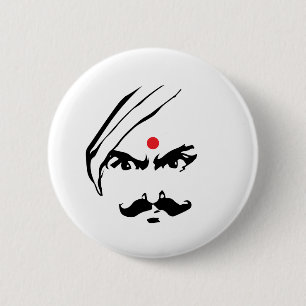 Bharathiyar verärgertes Gesichttamil-Dichter-Zita Button