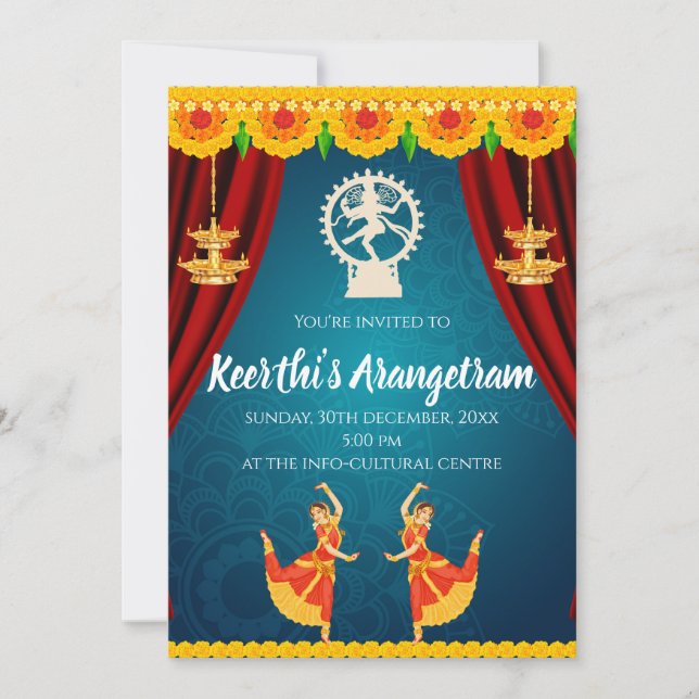 Bharatnatyam Show Invite & Arangetram Einladung (Vorderseite)