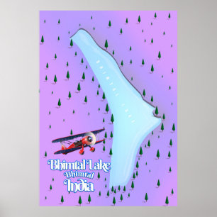 Bhimtal-See Bhimtal Indien Reiseplakat. Poster