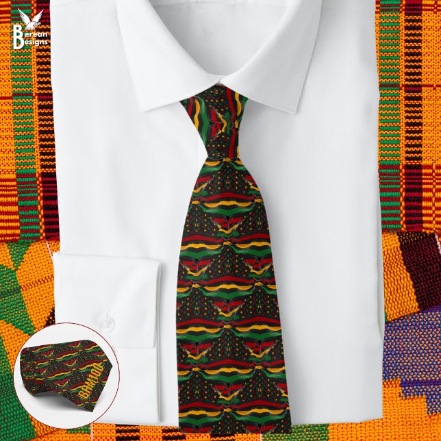 BHM100 Black History Month Centennial-Monogramm  Krawatte (African American Stars & Stripes Tie with custom monogram. Ideal for Black History Month Centennial)