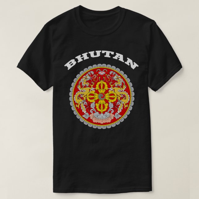 Bhutan Coat of Arms Souvenir Gift Flag Bhutanese  T-Shirt (Design vorne)