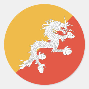 Bhutan Fisheye Flag-Aufkleber Runder Aufkleber