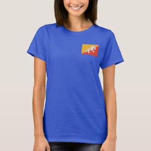 Bhutan Flag and Map dk T - Shirt