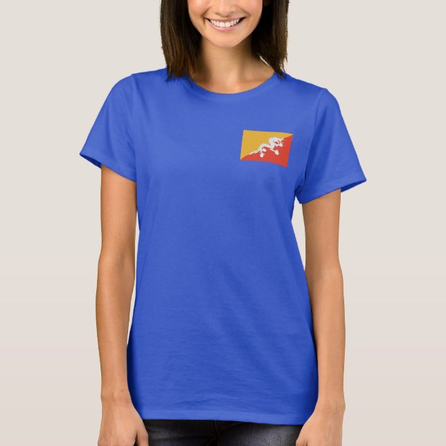 Bhutan Flag and Map dk T - Shirt (Vorderseite)