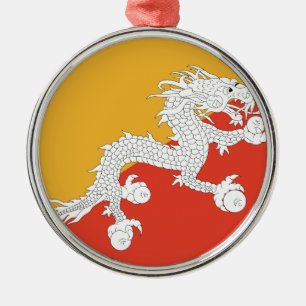 Bhutan Flag Silbernes Ornament