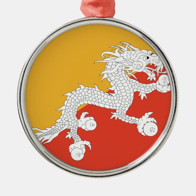 Bhutan Flag Silbernes Ornament (Vorne)