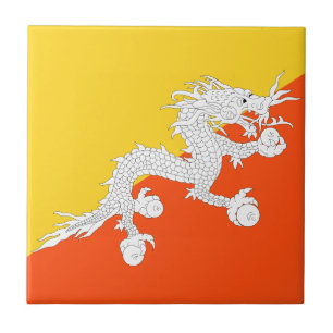 Bhutan-Flagge Fliese