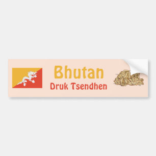 Bhutan-Flagge + Karte-Aufkleber Autoaufkleber