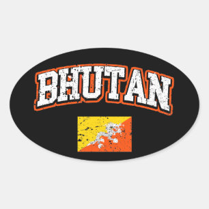 Bhutan-Flagge Ovaler Aufkleber