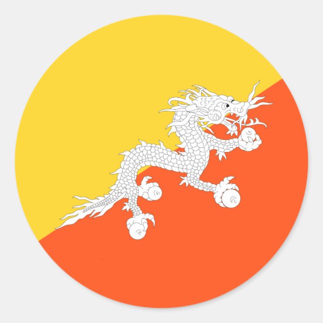 Bhutan-Flagge Runder Aufkleber (Vorderseite)