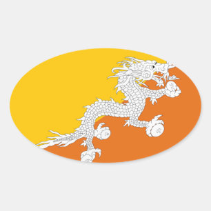 Bhutan-Flaggen-Aufkleber Ovaler Aufkleber