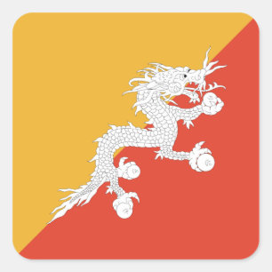 Bhutan-Flaggen-Aufkleber Quadratischer Aufkleber