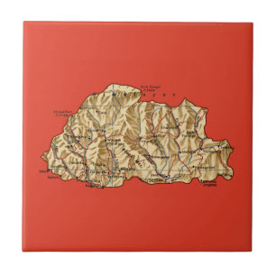 Bhutan-Kartenkachel Fliese