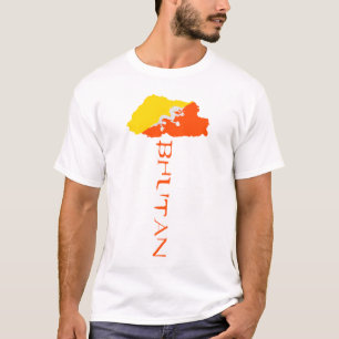 Bhutan Länderkarte Flagge T-Shirt