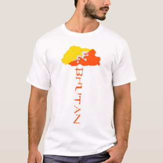 Bhutan Länderkarte Flagge T-Shirt