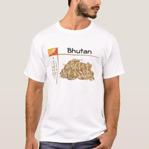 Bhutan Map + Flag + Titel T - Shirt