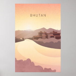 Bhutan Minimal Reiseplakat Poster