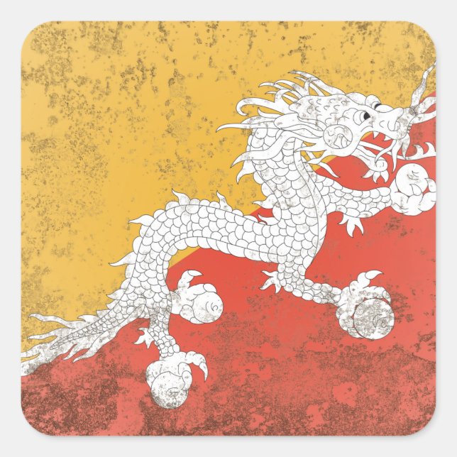 Bhutan Quadratischer Aufkleber (Vorderseite)
