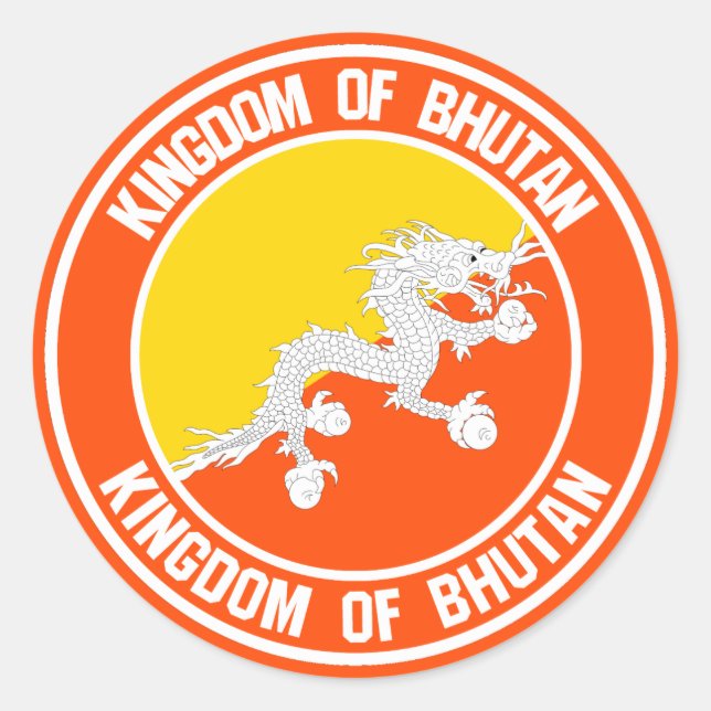 Bhutan Round Emblem Runder Aufkleber (Vorderseite)