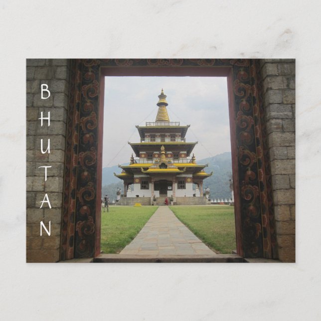Bhutan-Tempeltür Postkarte (Vorderseite)