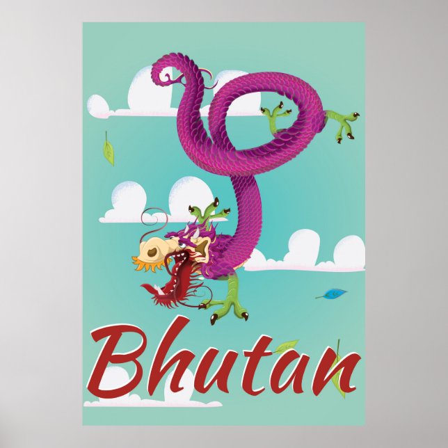 Bhutan Vintage Travel Poster (Vorne)