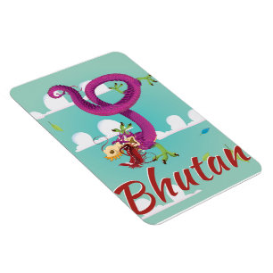 Bhutan Vintage Travel poster Magnet