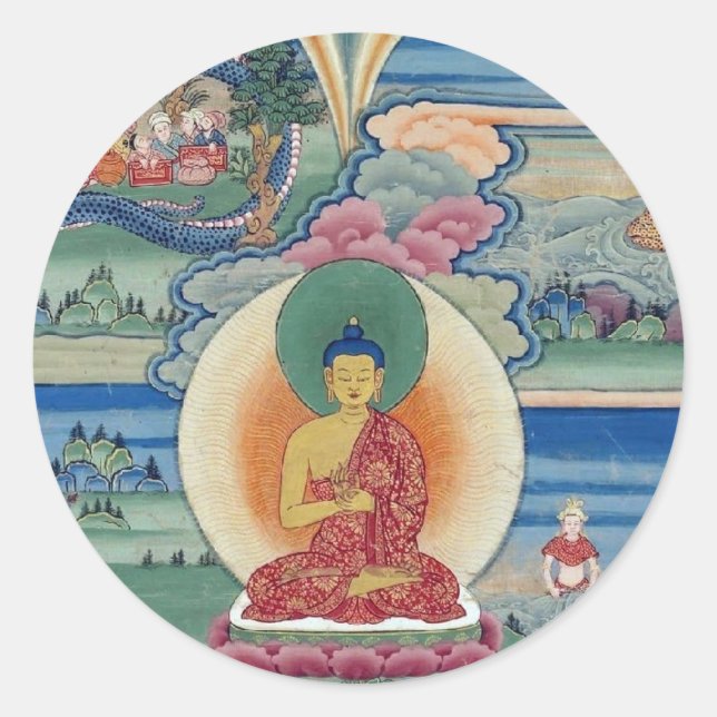 Bhutanese bemalt komplette Mandala Runder Aufkleber (Vorderseite)