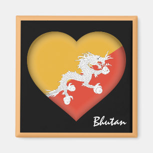 Bhutanese Fahne & Bhutanese Herz, Bhutan Urlaub Magnet