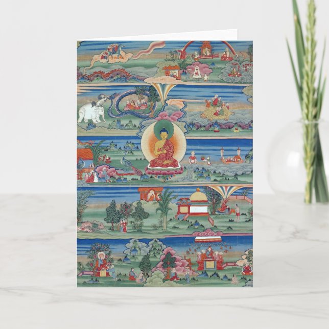 Bhutanese gemaltes thanka der Jataka Geschichten Dankeskarte (Vorderseite)