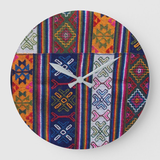 Bhutanese Textile Große Wanduhr (Vorderseite)