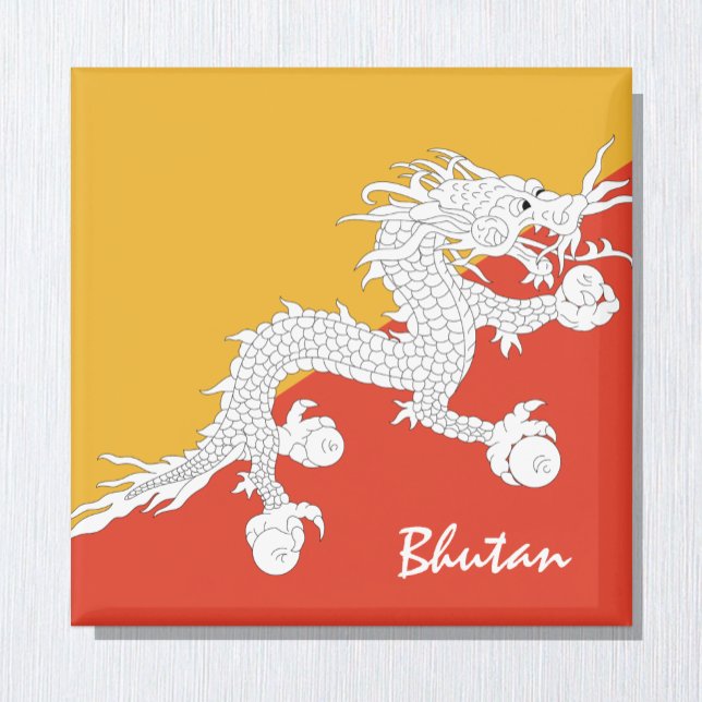 Bhutanesische Fahne & Bhutan Ferien-/Sportfans Magnet (Von Creator hochgeladen)