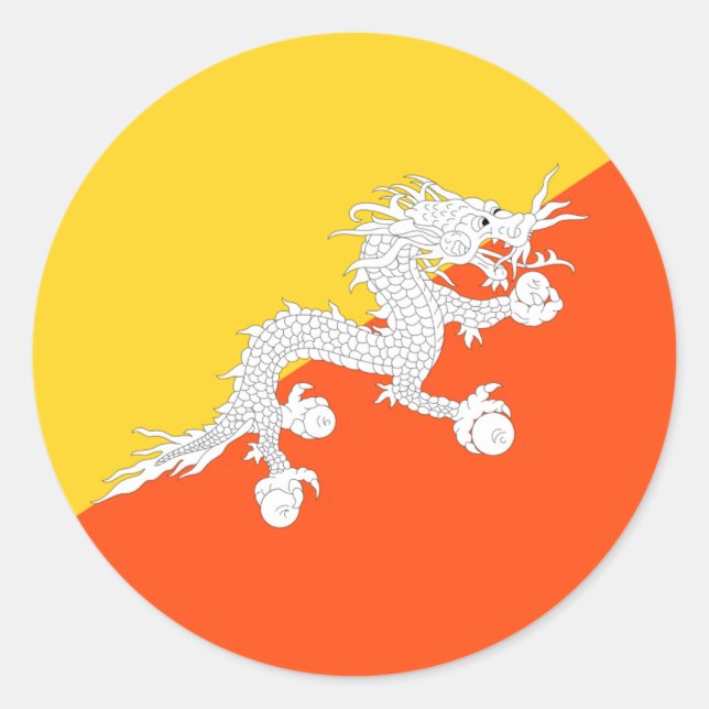 Bhutanesische Flagge, Flagge Bhutans Runder Aufkleber (Vorderseite)