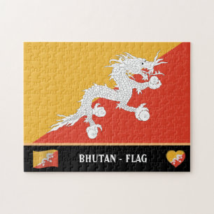 Bhutanesische Flagge und Bhutanesisches Land / Bhu