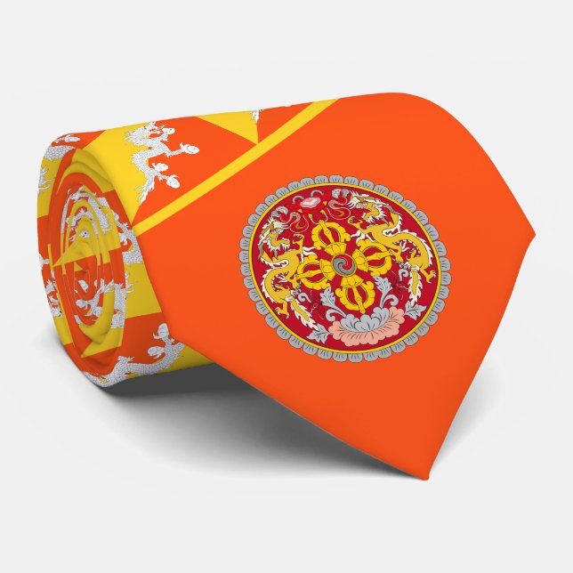 Bhutanesisches NationalEmblem und Flagge, Bhutan Krawatte (Gerollt)